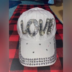 White “LOVE” Studded Baseball Cap